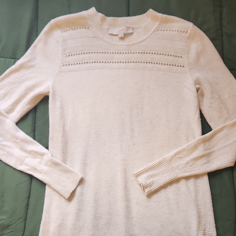 LOFT Ivory Textured Knit Top
